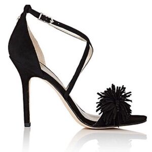 Sam Edelman Aisha Fringe Black Suede Heels‎ Sandals 8.5